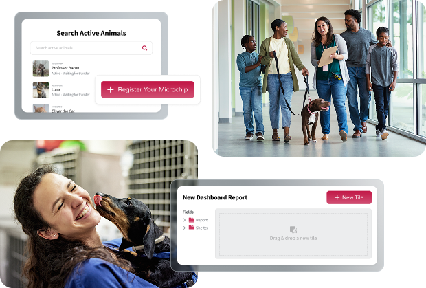 Shelter staff with pets and clips of software shelter features., Picture, Picture